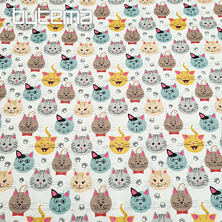 Baumwollsatin für Kinder KATZE Digitaldruck