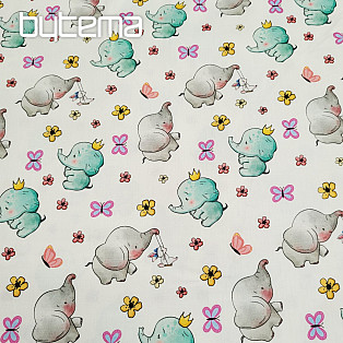 Kinder Baumwollsatin ELEFANTEN Digitaldruck