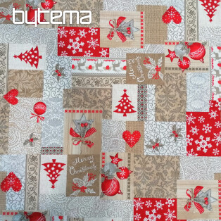 Dekorationsstoff PATCHWORK Weihnachten beige