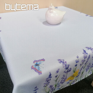 Lila Lavendel Tischdecken und Schals mit Fliegen