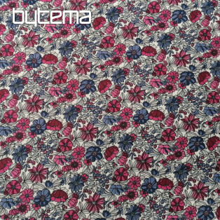 Baumwollstoff APOLÉNA Blumen lila-bordeaux