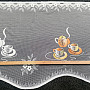 Jacquardvorhang - orange Teekanne mit Tassen