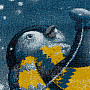 Luxuriöser Kinderteppich FUNNY blauer Pinguin