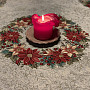 Weihnachtliche Gobelin-Tischdecken und Schals. WEIHNACHTS-ROSENWAL-KRANZ