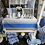 Baumwollstoff FOLK BLUE BLÄTTER