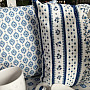 Baumwollstoff FOLK BLUE BLÄTTER