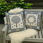 Weihnachts-Gobelinbezug FOLK CHRISTMAS 1 blau