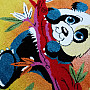 Kinderteppich Stückware PANDA auf dem Baum