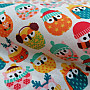 Baumwollstoff OWLS IN WINTER bunt