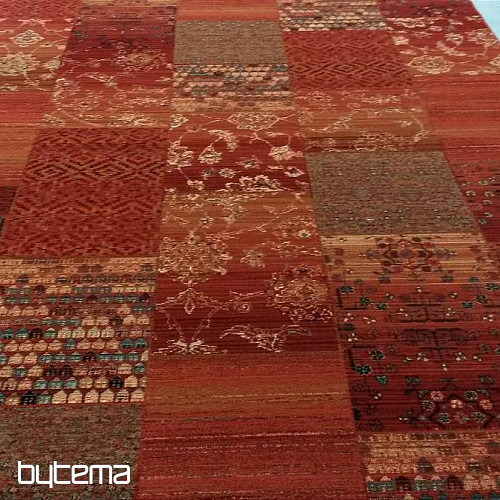 Luxus-Wollteppich ROYAL PATCHWORK red