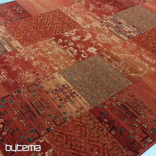 Luxus-Wollteppich ROYAL PATCHWORK red