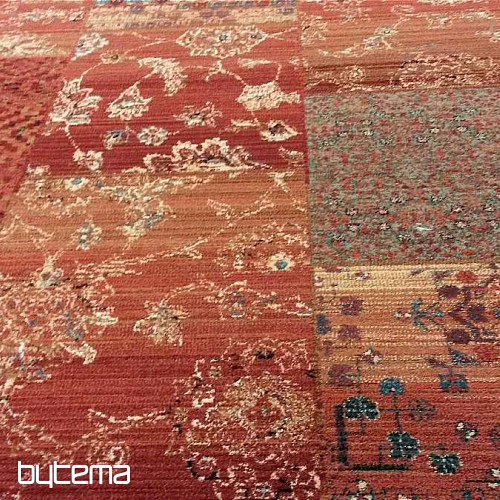 Luxus-Wollteppich ROYAL PATCHWORK red