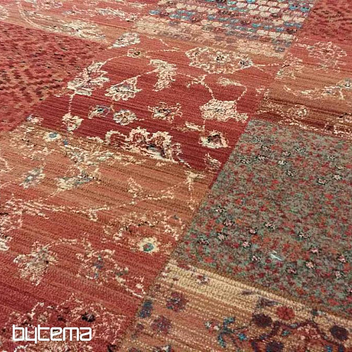 Luxus-Wollteppich ROYAL PATCHWORK red