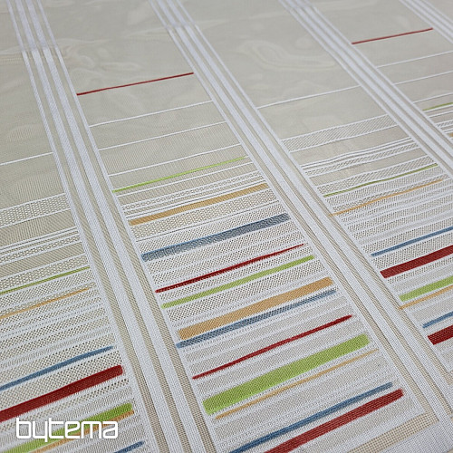 Kindervorhang an einem Buntglasfenster – Jacquard mit bunten Streifen