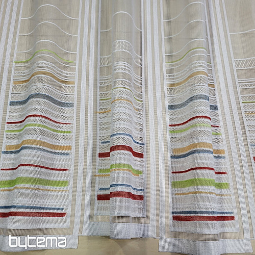 Kindervorhang an einem Buntglasfenster – Jacquard mit bunten Streifen