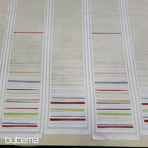 Kindervorhang an einem Buntglasfenster – Jacquard mit bunten Streifen