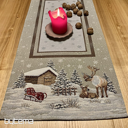 Gobelin Tischdecke, Schal und Gedeck WINTER LANDSCHAFT