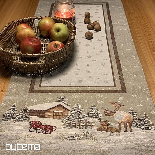 Gobelin Tischdecke, Schal und Gedeck WINTER LANDSCHAFT