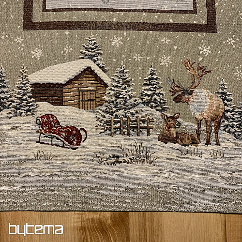 Gobelin Tischdecke, Schal und Gedeck WINTER LANDSCHAFT