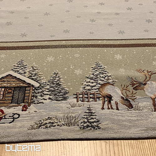 Gobelin Tischdecke, Schal und Gedeck WINTER LANDSCHAFT