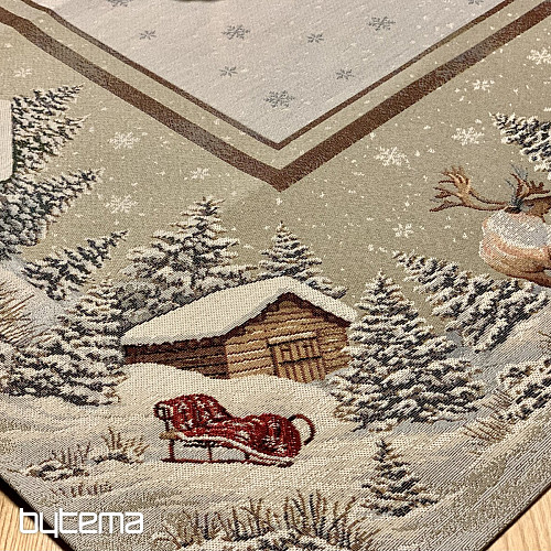Gobelin Tischdecke, Schal und Gedeck WINTER LANDSCHAFT