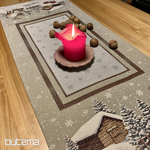 Gobelin Tischdecke, Schal und Gedeck WINTER LANDSCHAFT