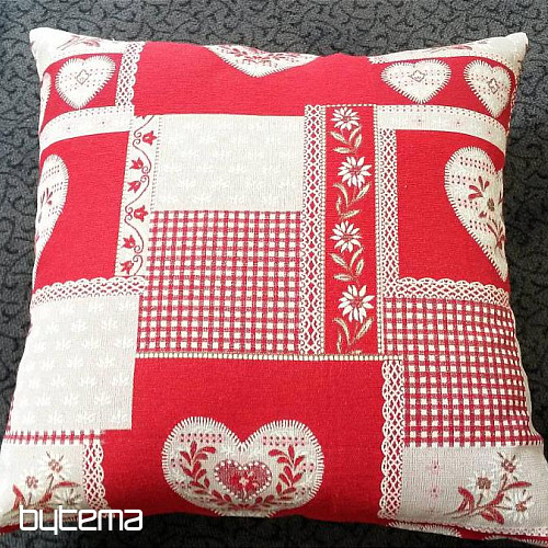 Gobelin-Dekokissen HERZ PATCHWORK rot