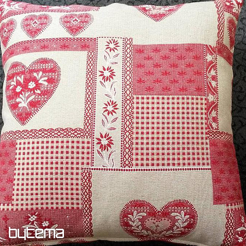 Gobelin-Dekokissen HERZ PATCHWORK rot