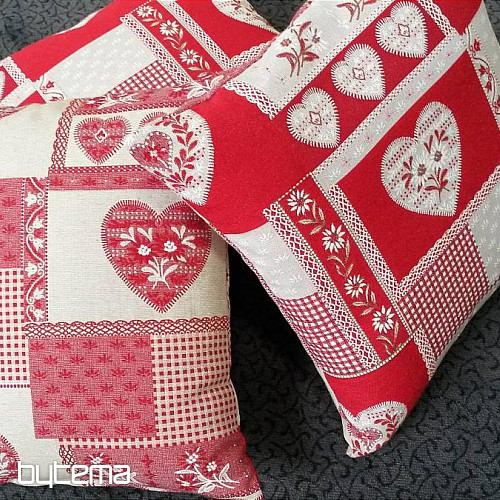 Gobelin-Dekokissen HERZ PATCHWORK rot