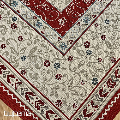 Gobelin-Tischdecke und Schal BLUMEN IN EINEM RAHMEN