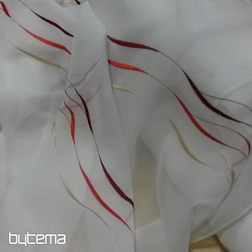 Voile-Vorhang mit roter Stickerei Gerster 195/0043