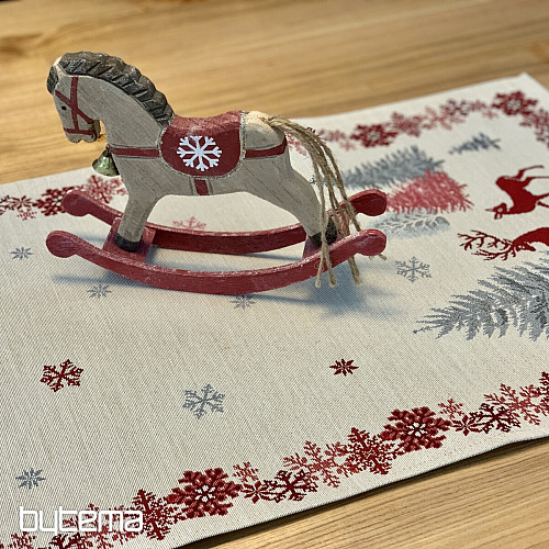 Tischdecken und Schals mit Weihnachtsteppich BÄUME MIT DEER