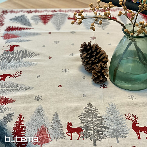 Tischdecken und Schals mit Weihnachtsteppich BÄUME MIT DEER