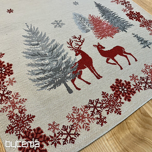 Tischdecken und Schals mit Weihnachtsteppich BÄUME MIT DEER