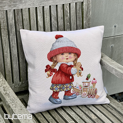 Weihnachtlicher Wandteppichbezug MÄDCHEN MIT SPIELZEUG