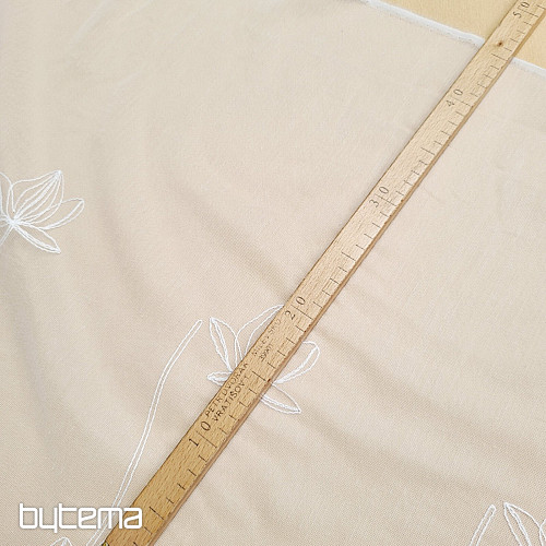 Luxuriöser bestickter Vorhang WEISS MIT BLUMEN 11745/290