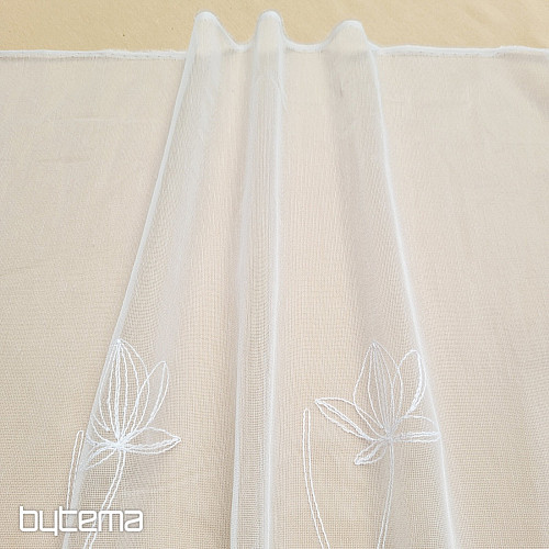 Luxuriöser bestickter Vorhang WEISS MIT BLUMEN 11745/290