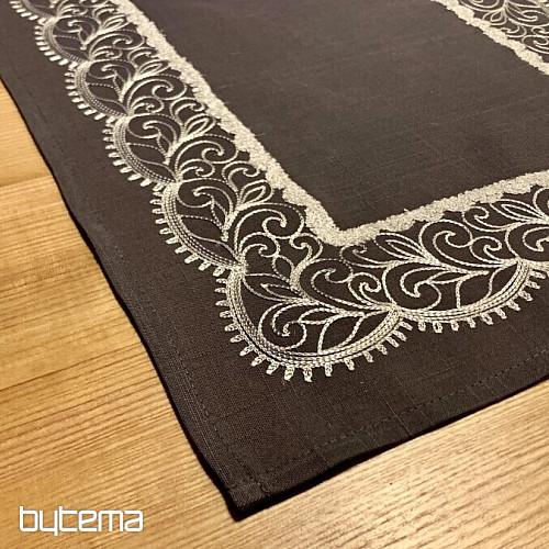 Bestickte Tischdecke grau