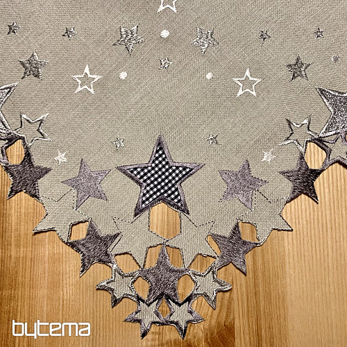 Bestickte Weihnachtstischdecke mit grauem Stern
