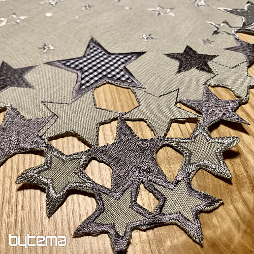 Bestickte Weihnachtstischdecke mit grauem Stern