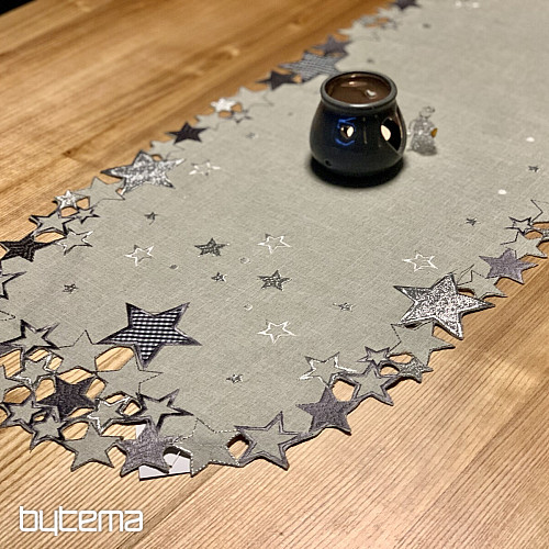 Bestickte Weihnachtstischdecke mit grauem Stern