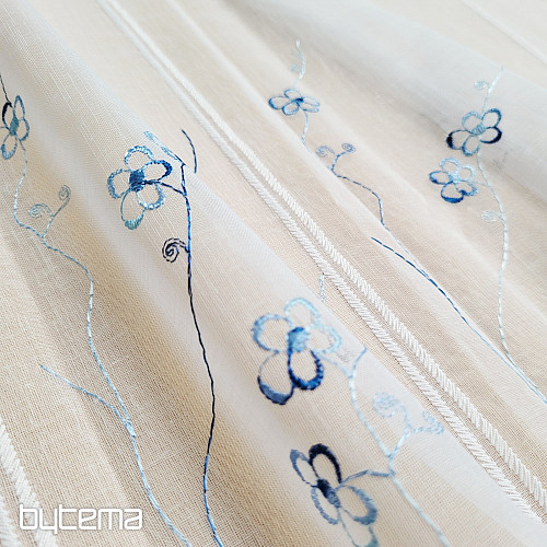 Buntglasvorhang BLAUE STICKEREI