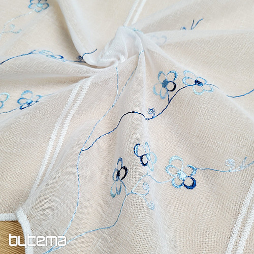 Buntglasvorhang BLAUE STICKEREI