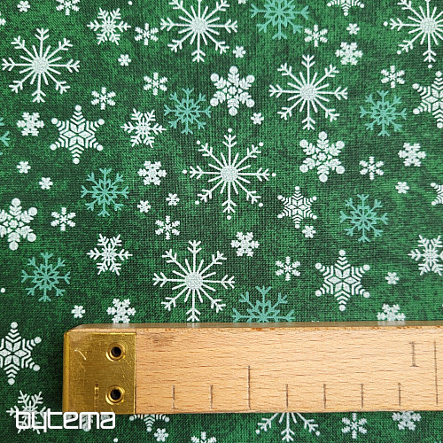 Baumwollstoff WEIHNACHTSGRÜNE FLAKES II