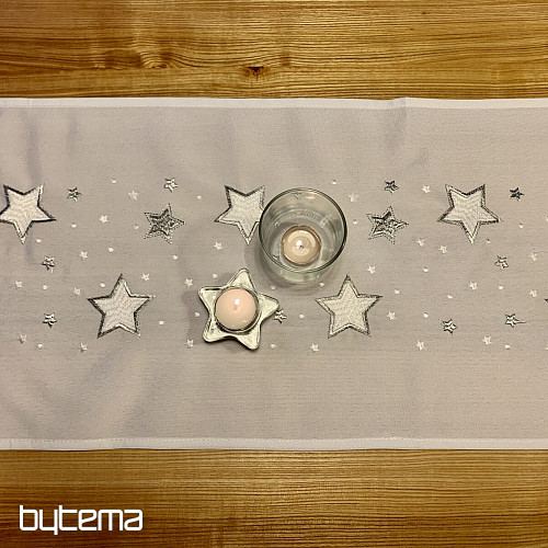 Bestickte Weihnachtstischdecke weiß mit silbernen Schneeflocken