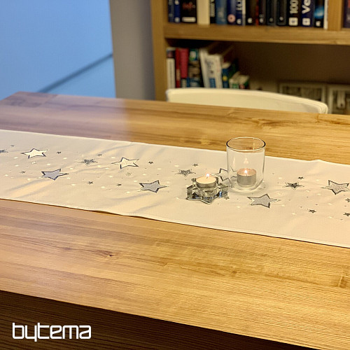 Bestickte Weihnachtstischdecke weiß mit silbernen Schneeflocken