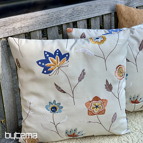 Bestickter Kissenbezug RICHMOND beige