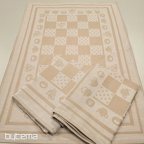 Geschirrtücher mit braunen und gepunkteten Mustern in Beige