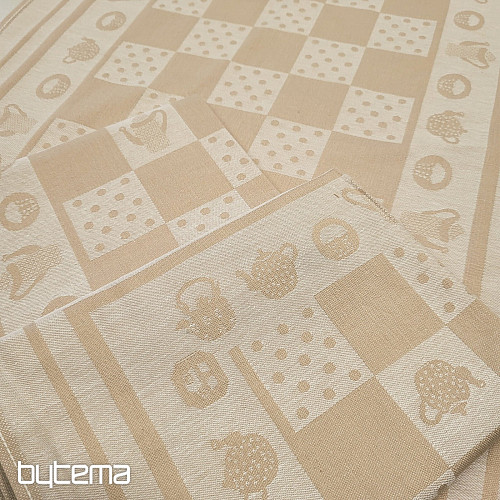 Geschirrtücher mit braunen und gepunkteten Mustern in Beige