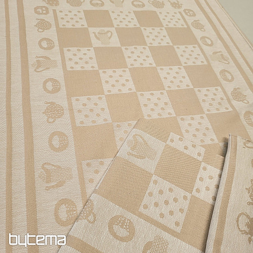 Geschirrtücher mit braunen und gepunkteten Mustern in Beige